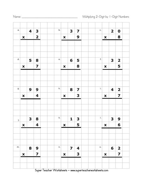 multiplying 2 digits by 1-digit worksheet|Multiplication Worksheets (2.